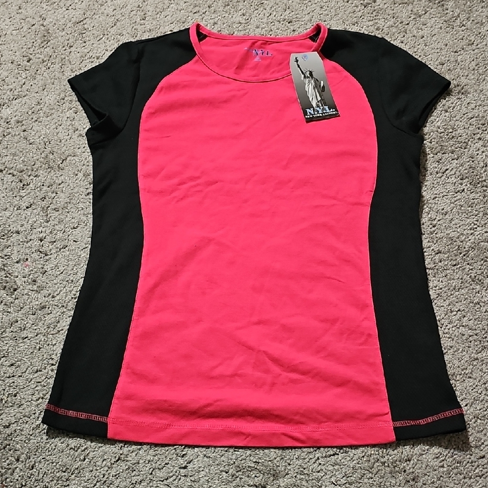New York Laundry Pink and Black Tee Size L